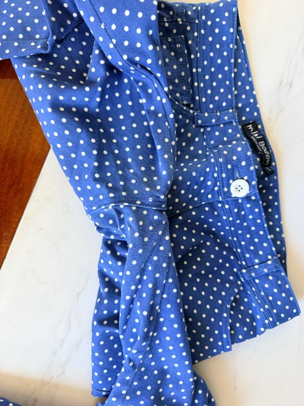Mini Boden Big Girls Capri Pants Adjustable Waist Blue Polka Dot Jeans Size 14Y